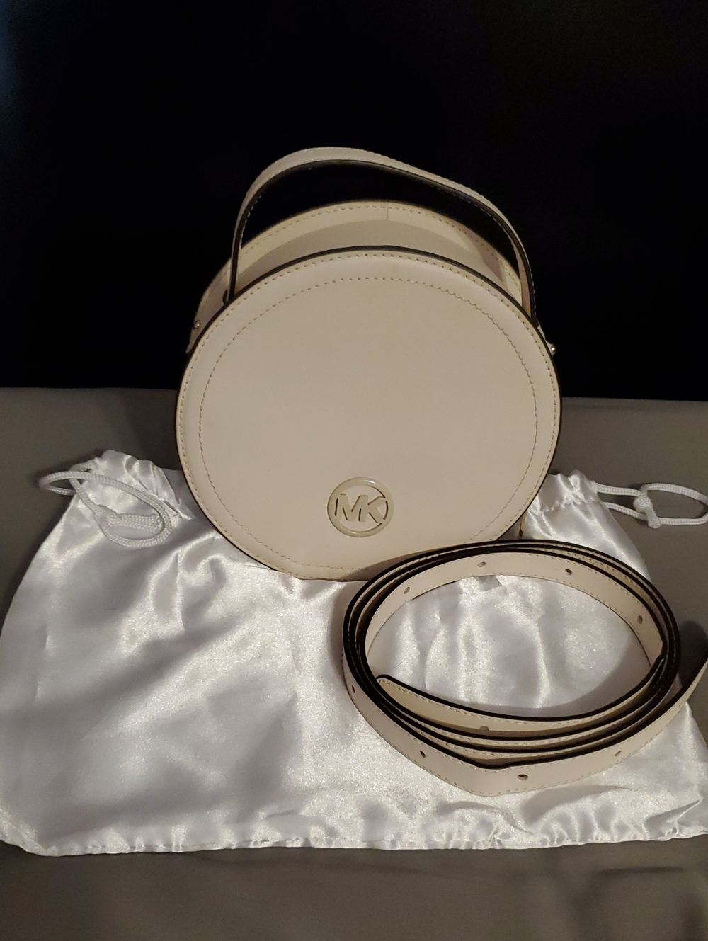 Michael Kors White Round Top-Handle Crossbody